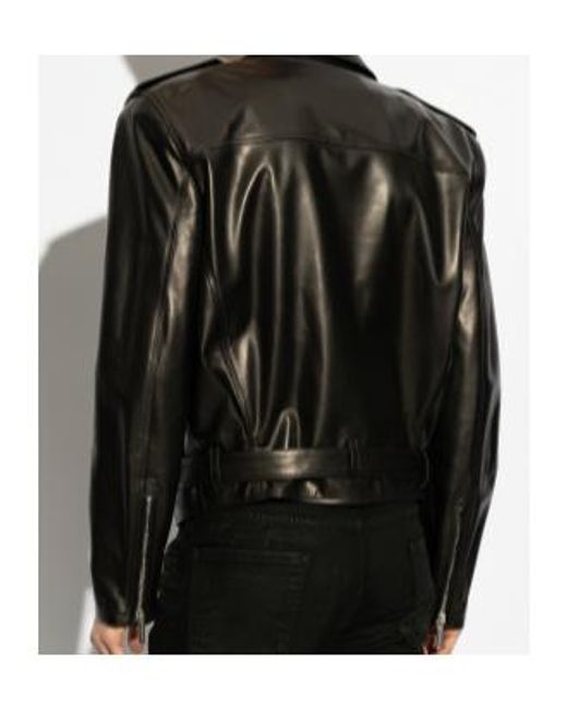 DSquared² Black Zippered Leather Jacket for men