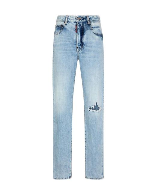 DSquared² Blue Distressed Light Palm Beach Wash 642 Jeans