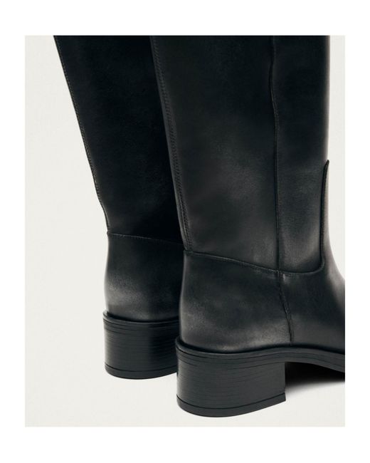 Alohas Black Sajan Round-Toe Knee-High Boots