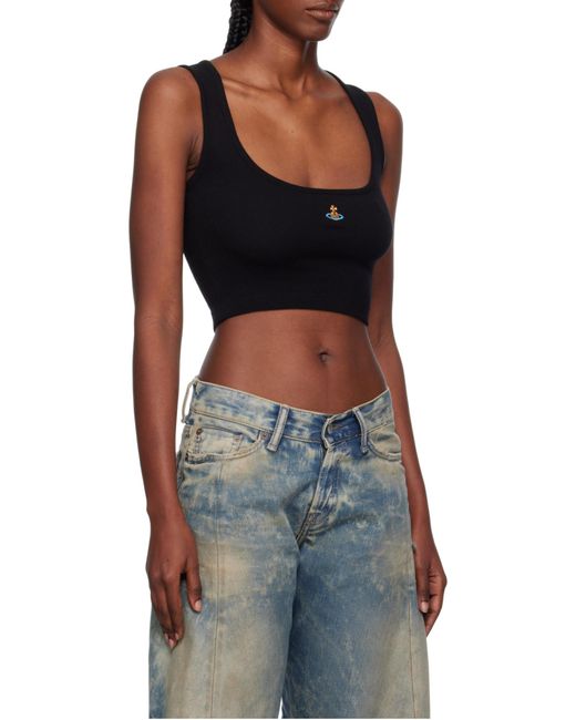Vivienne Westwood Black Orb Embroidered Top