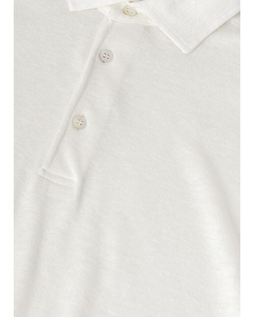 Loro Piana White Short-Sleeved Polo Shirt for men