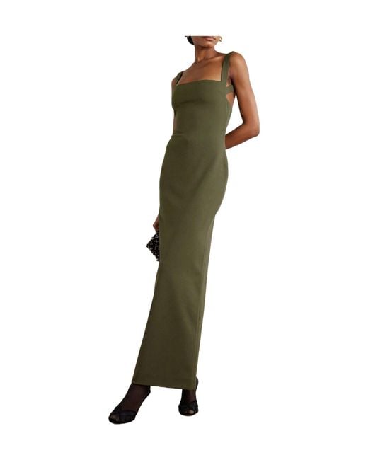 Solace London Green Joni Stretch-Crepe Maxi Dress