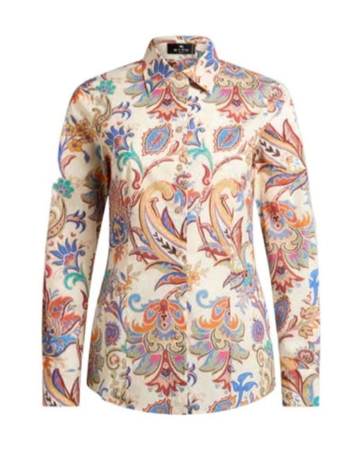 Etro White Printed Poplin Shirt