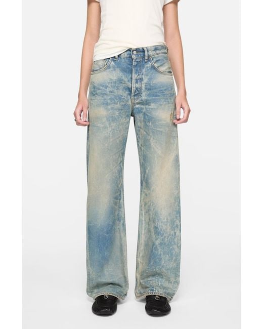 Acne Blue Patch Denim Wide-Leg Jeans