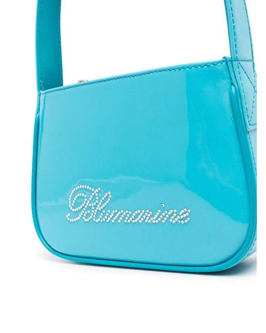 Blumarine Blue Logo Embellished Shoulder Bag
