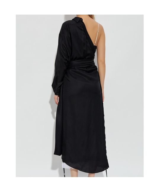 Moschino Black One-Shoulder Asymmetric Maxi Dress