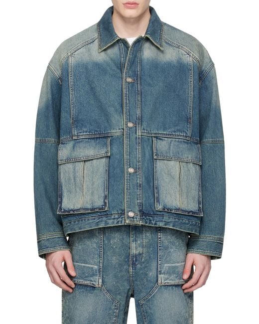 Juun.J Blue Long-Sleeved Denim Jacket for men