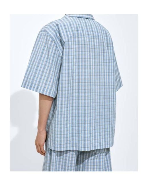 Bottega Veneta Blue Check Pajama Shirt for men