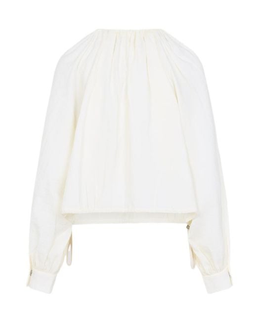 Co. White Gathered Cropped Top