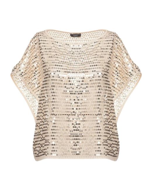 Peserico Natural Aurea Sequinned Sleeveless Top