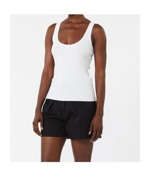 Max Mara White Ghiro Ribbed Knit Tank Top