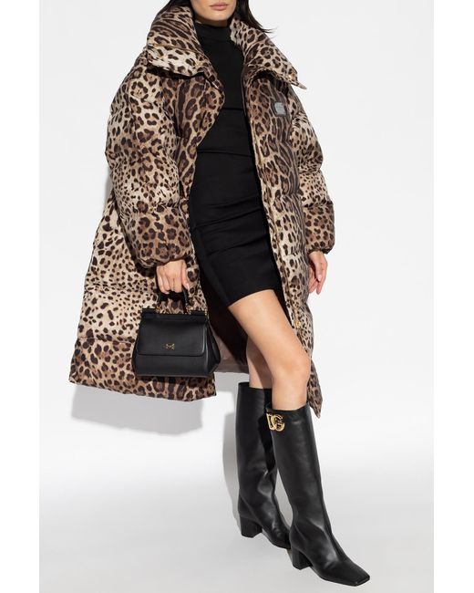 Dolce & Gabbana Brown Leopard-Print Oversize Padded Coat