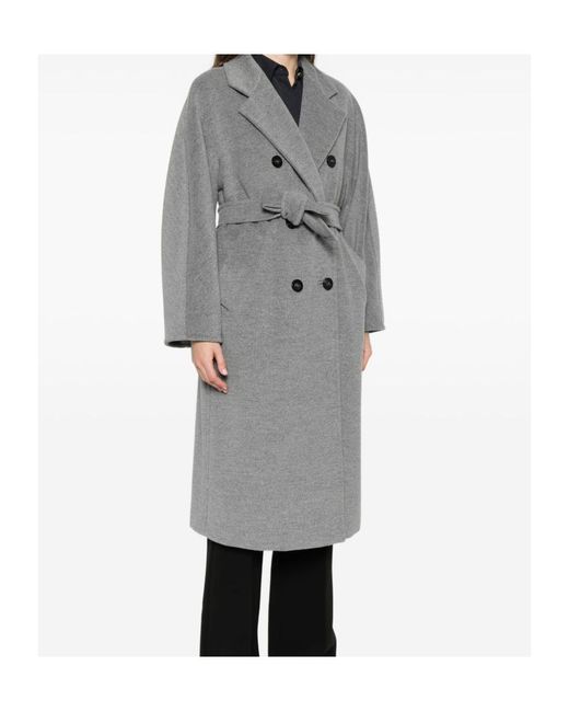 Max Mara Gray Collared Long-Sleeved Coat