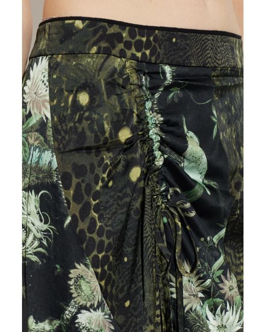 AllSaints Green Arleen Ruched Asymmetric Skirt