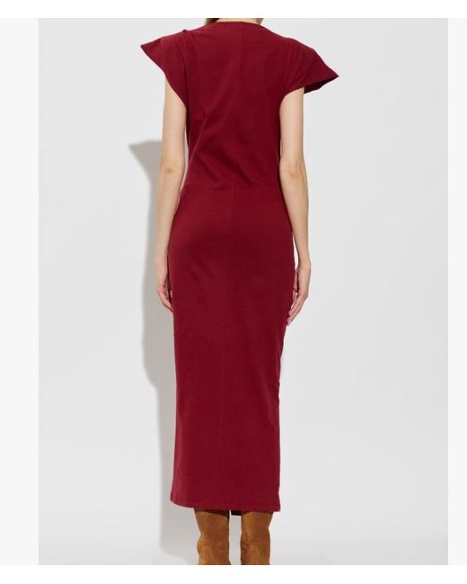 Isabel Marant Red Nadela Ruched Midi Dress