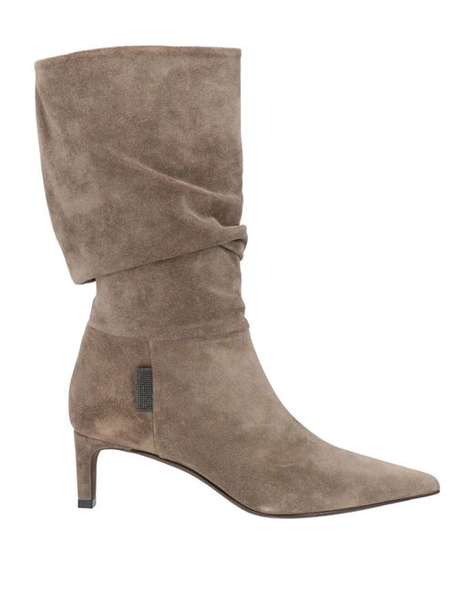 Brunello Cucinelli Natural Suede Ankle Boots