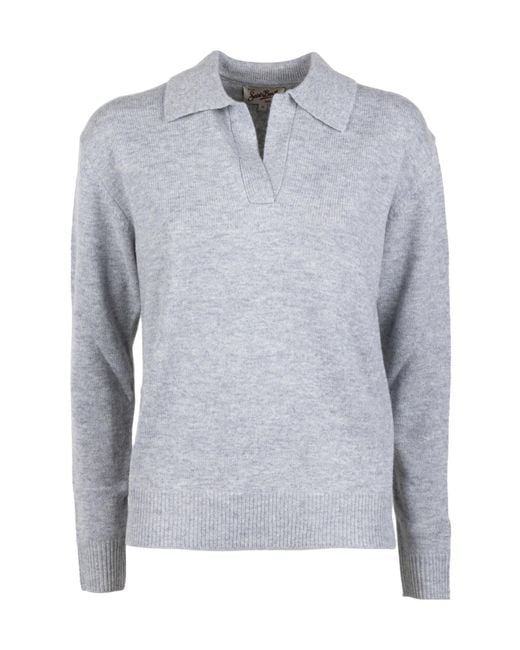Mc2 Saint Barth Gray Eze Polo Collar Sweater