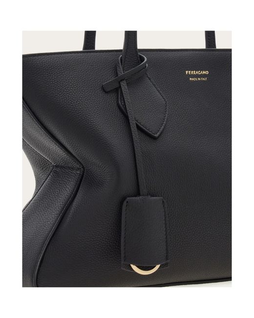 Ferragamo Black Ferragamo Logo Stamp Tote Bag