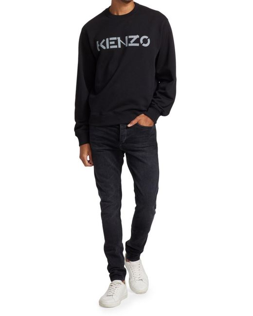 KENZO Black Logo-Print Cotton Sweatshirt for men