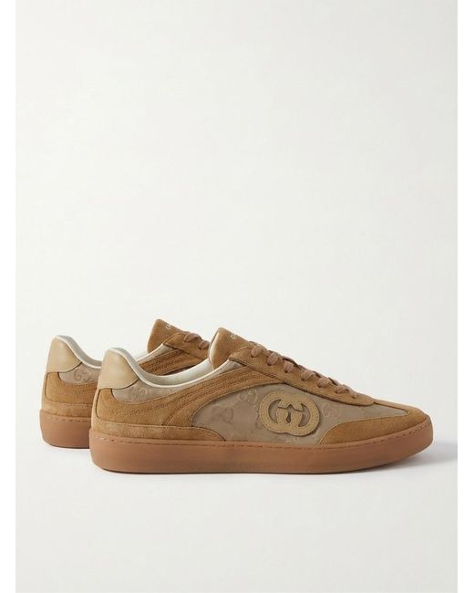 Gucci Brown G75 Gg Nylon & Suede Sneaker for men