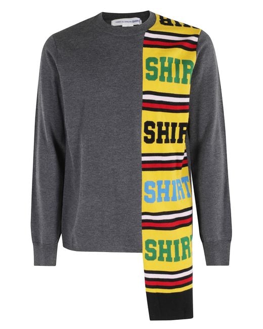 Comme des Garçons Gray Stripe-Panel Sweater for men