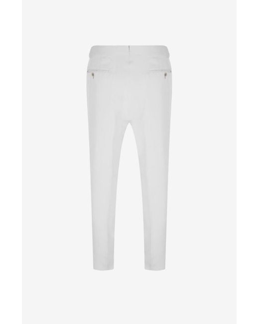 Tom Ford White Side-Adjuster Pressed-Crease Trousers for men
