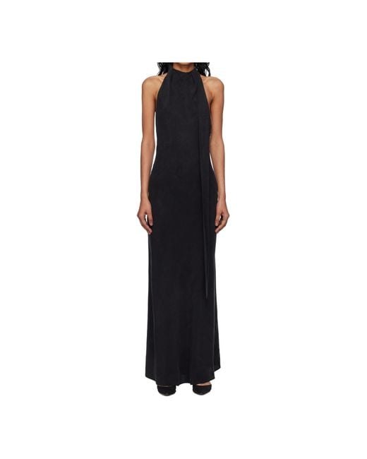 St. Agni Black Diagonal Neckline Dress