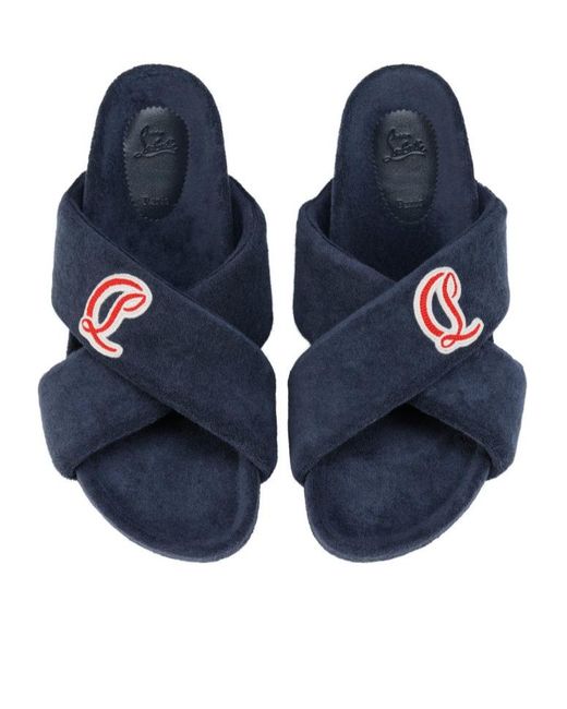 Christian Louboutin Blue Logo Patch Sandals for men