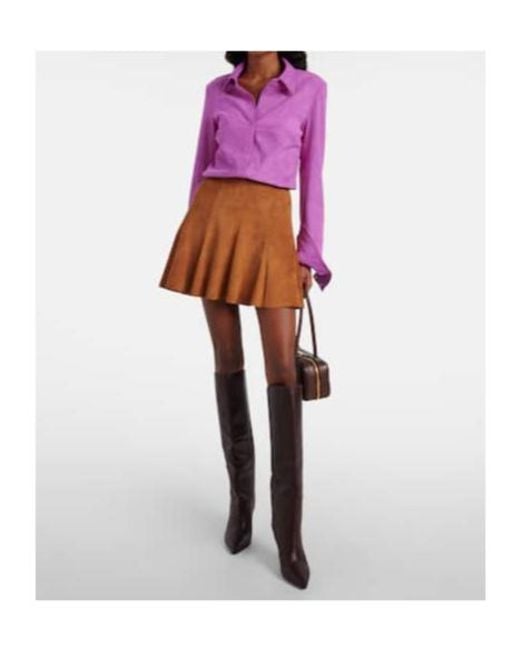 Stouls Brown Mila Pleated Suede Miniskirt