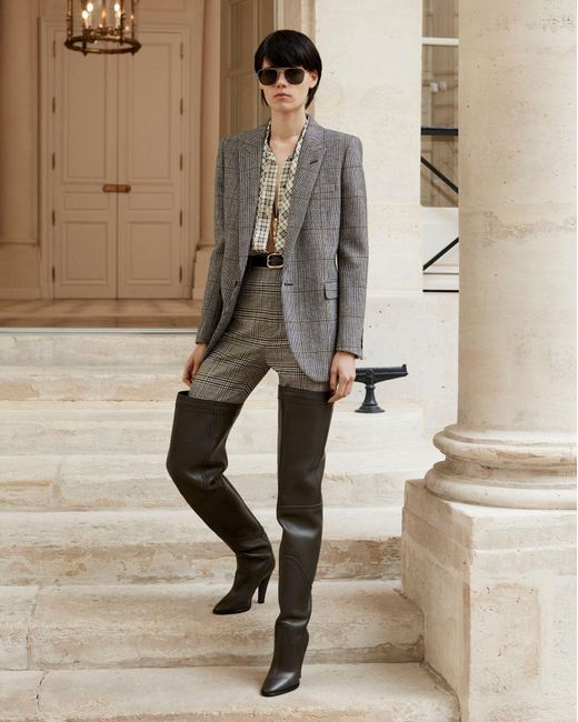 Saint Laurent Gray Prince Of Wales Bermuda Shorts