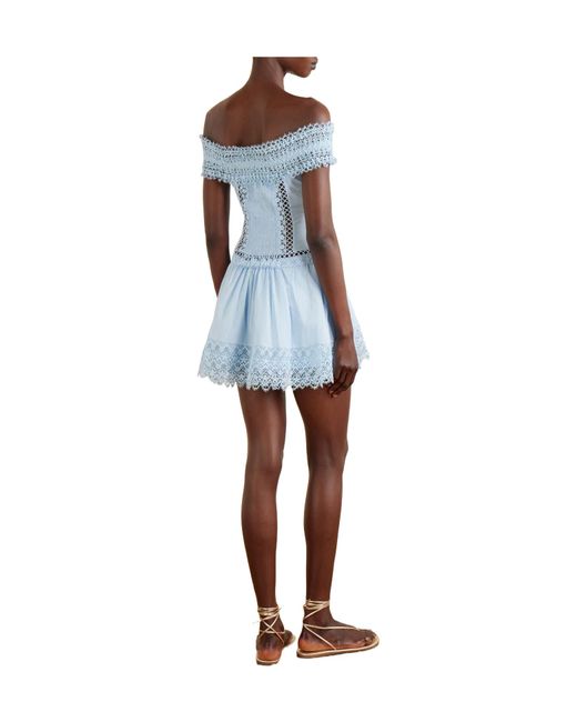 Charo Ruiz Blue Cotton-Blend Mini Dress