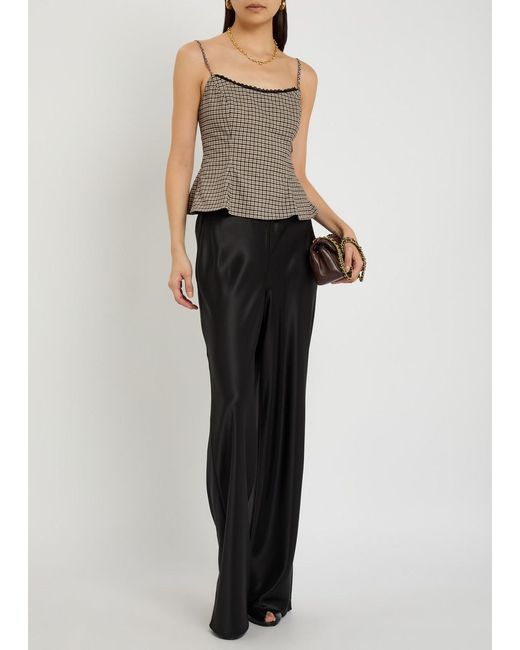 Reformation Brown Genevieve Plaid Woven Top