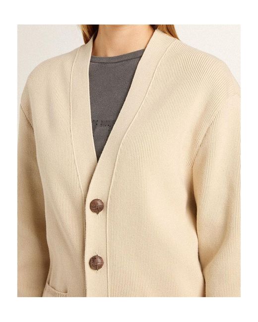 Golden Goose Deluxe Brand Natural V-Neck Buttoned Cardigan