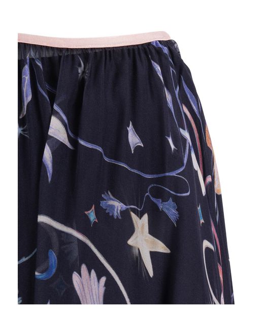 Forte_forte Blue Printed Midi Skirt