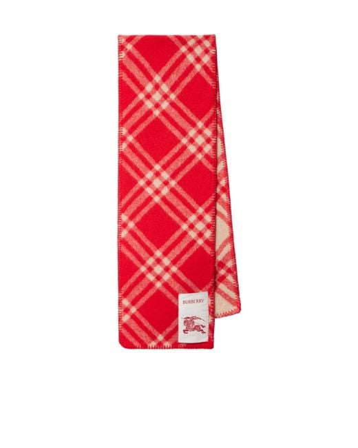 Burberry Red Check Wool Scarf