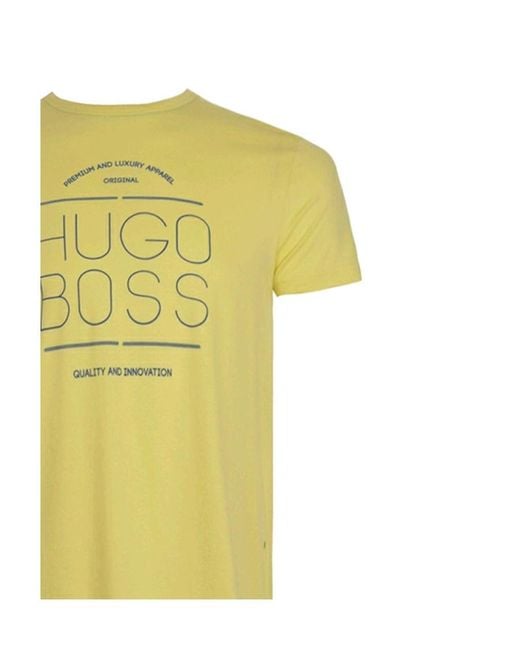 Boss Yellow T-Shirt With Round Neck And Short Sleeves for men