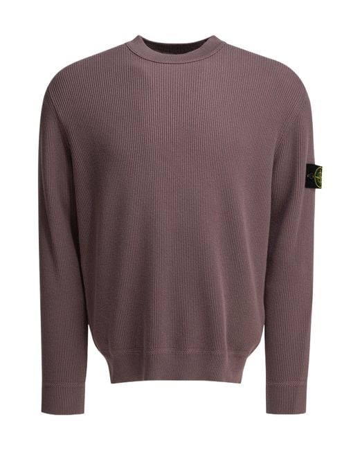 Stone Island Brown Ribbed Patch Sweater for men