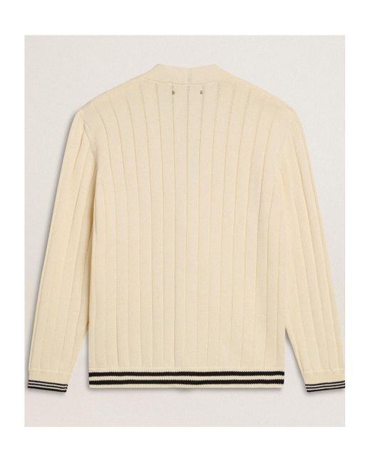 Golden Goose Deluxe Brand Natural Cable-Knit V-Neck Cardigan for men