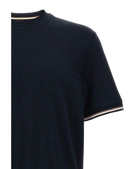 Boss Blue Boss Stripe-Trim Crewneck T-Shirt for men