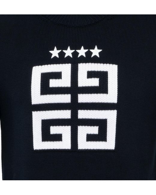 Givenchy Blue 4G Stars Intarsia Knit Jumper for men