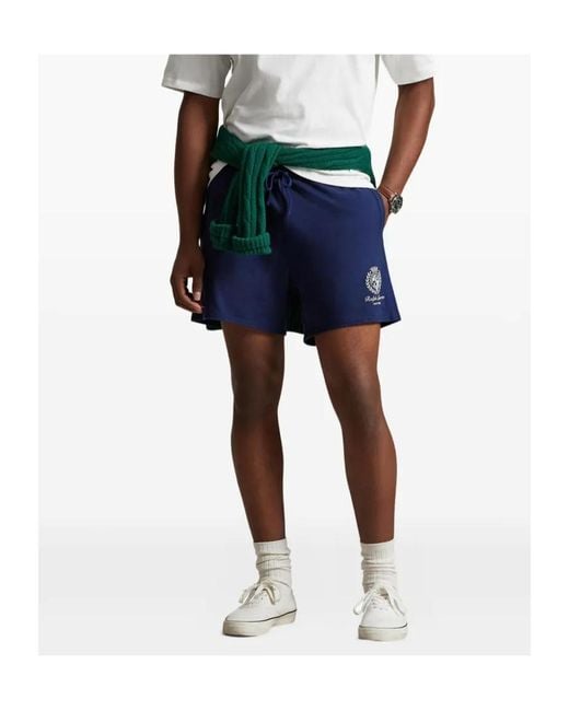 Polo Ralph Lauren Blue Logo Printed Drawstring Shorts for men