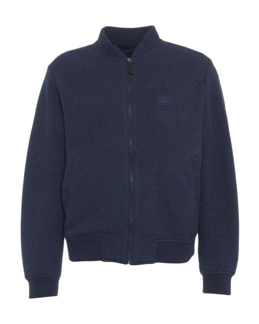 Etro Blue Bomber Jacket With Logo Embroidery for men