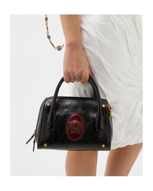 Versace Black Roomy Zipped Small Tote Bag