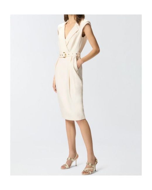 Pinko White Belt Midi Wrap Dress