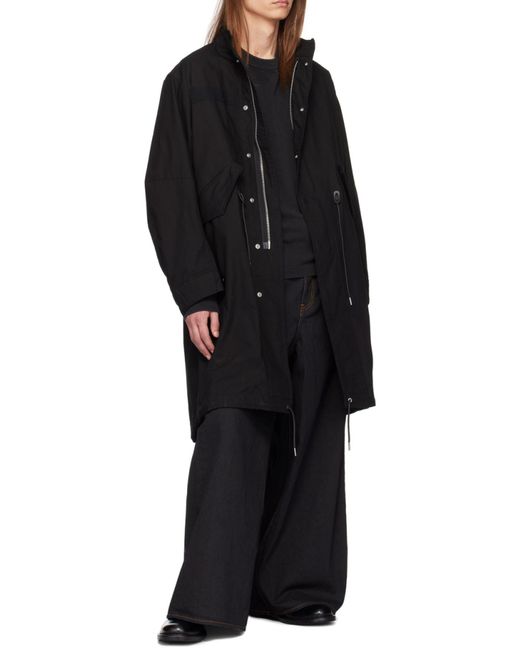 Sacai Black Layered Effect Cotton T-Shirt for men