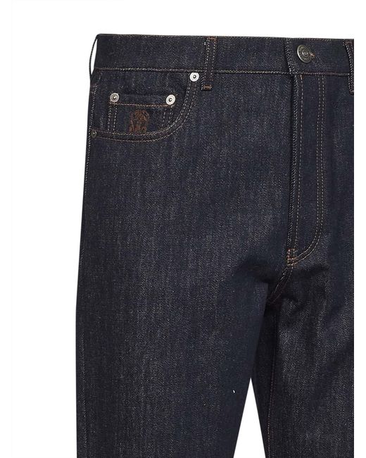 Brunello Cucinelli Blue Turned-Up Hem Jeans for men