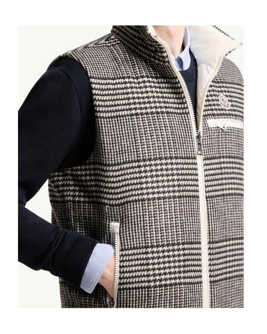 Moncler Gray Gienah Reversible Wool Blend Down Vest for men