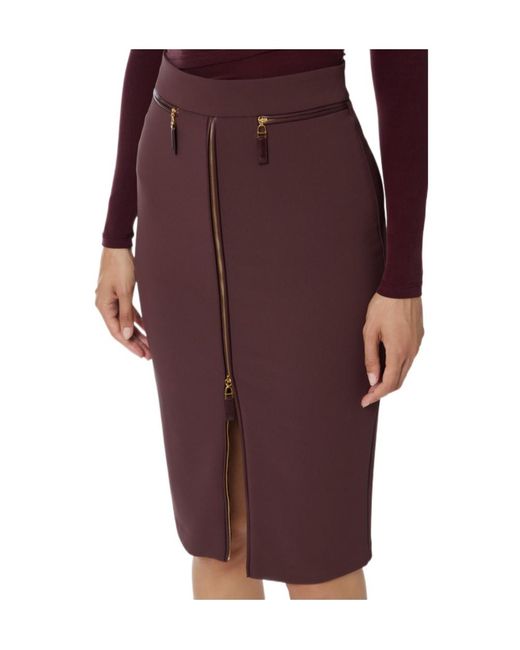 Elisabetta Franchi Red Zip-Detailed Midi Skirt