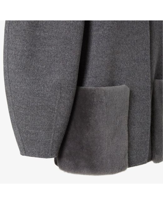 Fendi Gray Single-Breasted Cocoon-Style Short Jacket