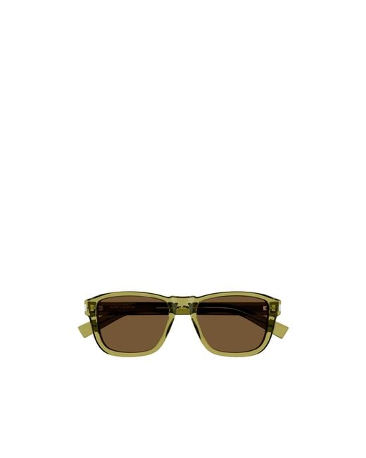 Saint Laurent Green Eyewear Square Frame Sunglasses for men